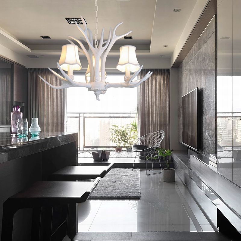 3/4/5 Lights Chandelier Lighting Fixture Modern Cone Resin Ceiling Suspension Lamp in White for Living Room
