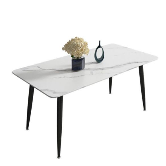 Modern Style Sintered Stone Dining Room Set with Fixed Rectangle Shape Table and 4 Legs Base