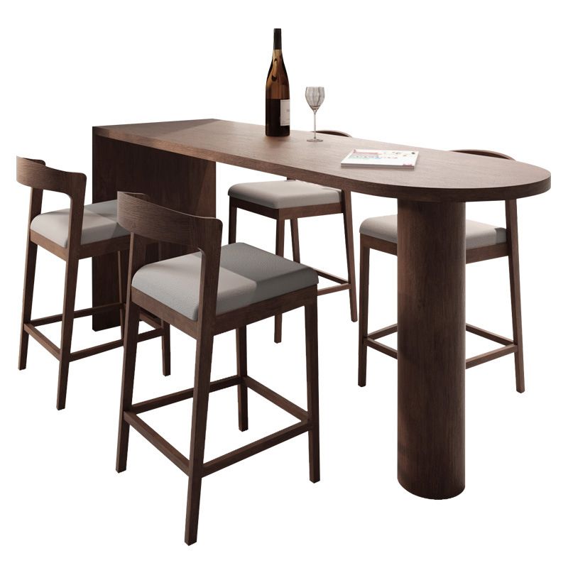 Solid Wood Bar Table Brown Dining Table for Kitchen Living Room