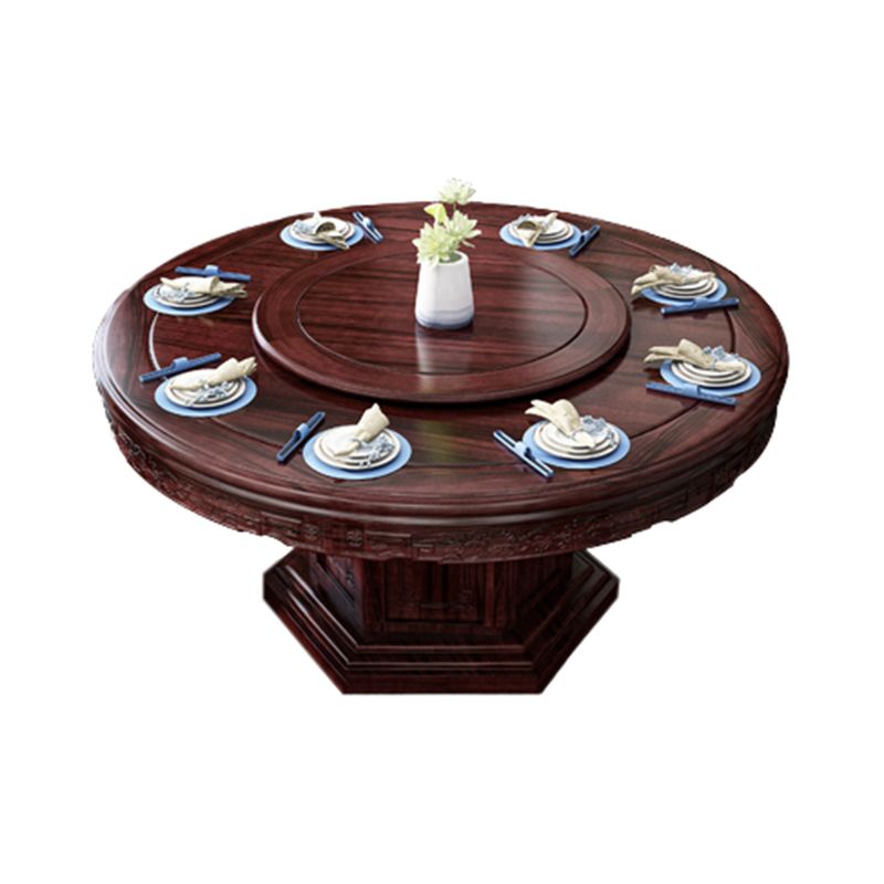 Solid Wood Dining Table Pedestal Round Dinner Table for Dining Room