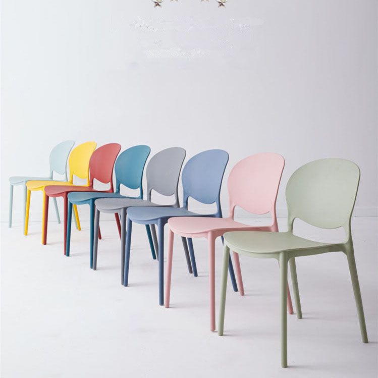 Modern Style Stackable Plastic Chair Open Back Dining Side Chair (Set of 4)