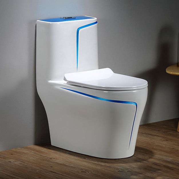 Floor Mount Flush Toilet Skirted Traditional One-Piece Toilet with Slow Close Seat