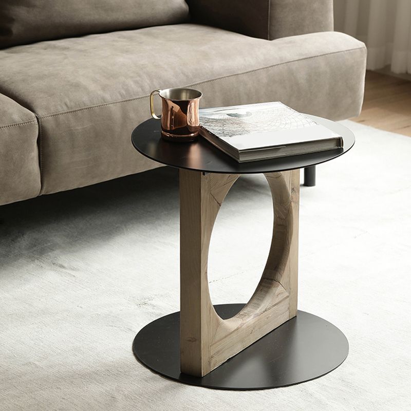 Solid Wood Rustic End Table Living Room Round Side End Table