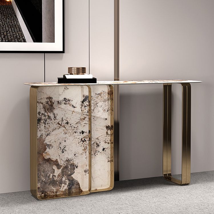 16 inch Wide Glam Console Table Rectangle Stone Sofa Console Table
