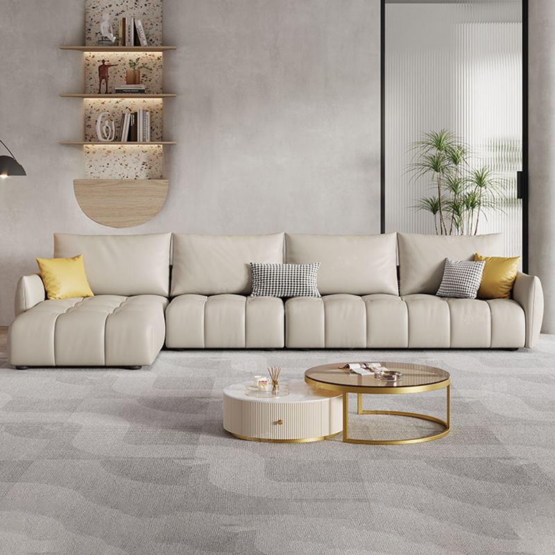 Nordic Pillows Square Arm Living Room Faux Leather Stationary Seating