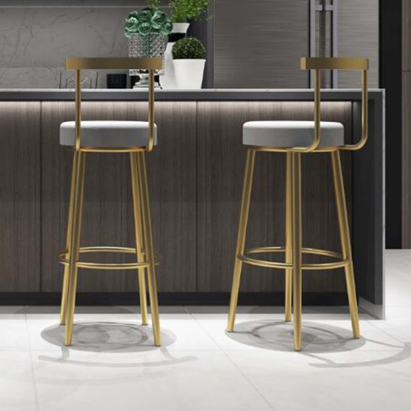 Footrest Round Seat Bar Stools Fabric Low Back Barstool for Bristol