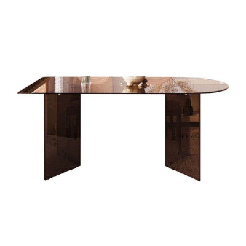 Glass Dining Room Collection Contemporary Double Pedestal Dining Table