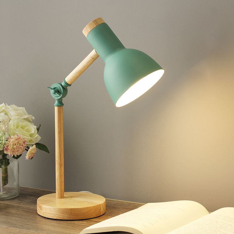 Macaron Dome Lettura Libro Light Metal 1 Light Study Room Lampada in bianco/nero/rosa con braccio in legno rotabile