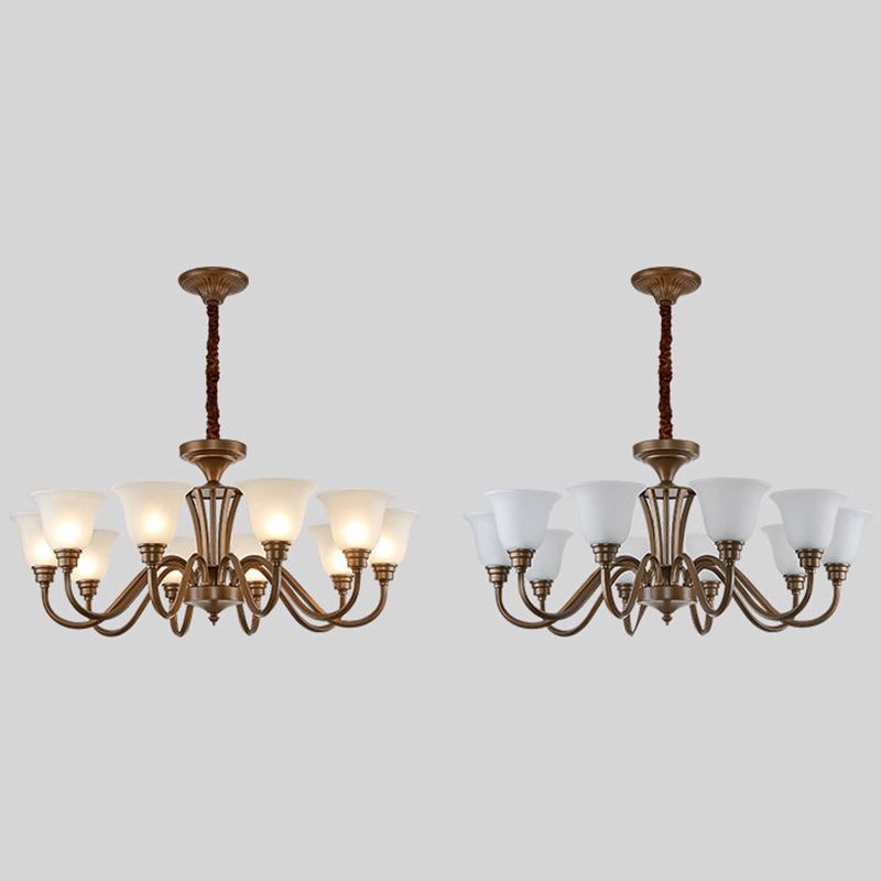 Glass American Chandelier Bell Shape Multi Light Hanging Light for Restaurant