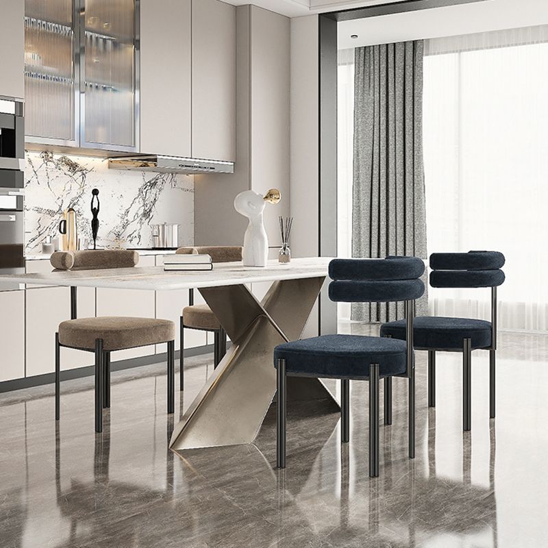 Modern Simple Metal Side Chair Upholstered Dining Chairs for Home Use