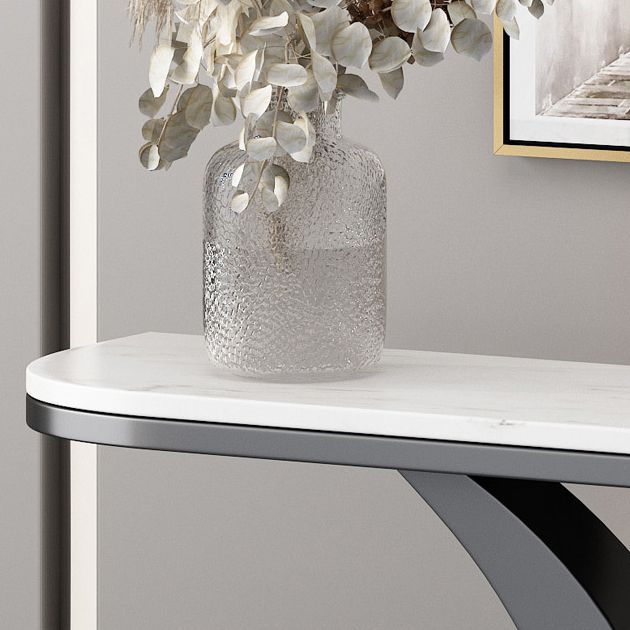 31.5-inch Tall Marble Console Table Scratch Resistant End Table for Hall