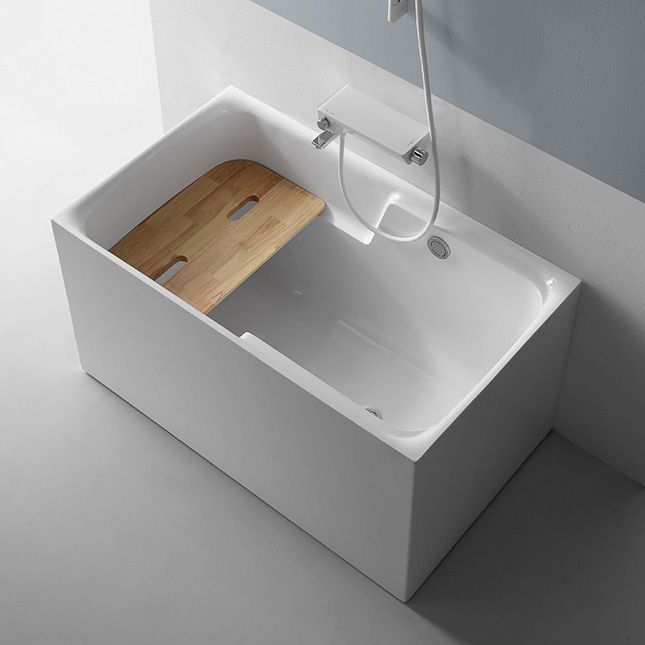 Back to Wall Small Tub Modern Soaking Rectangular Bathroom Bathtub