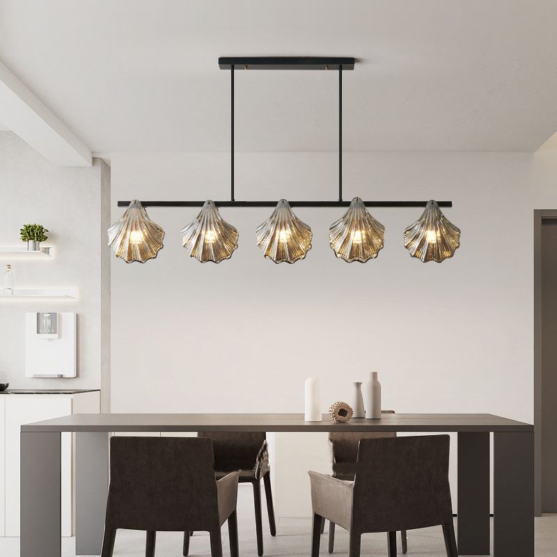 Glass Shell Shape Chandelier Light Modern Style Multi Lights Chandelier Light Fixture