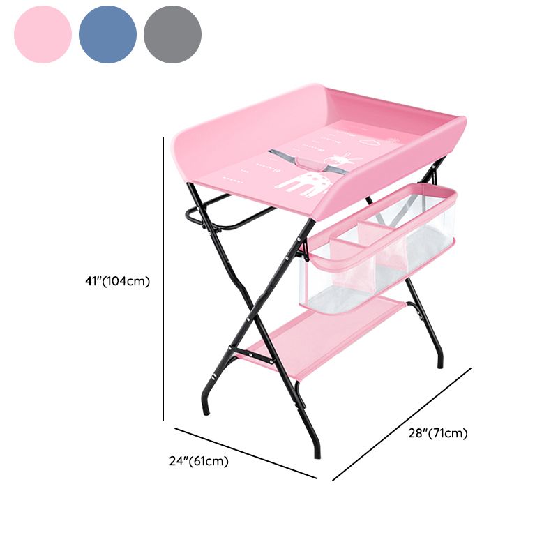 Modern Metal Changing Table 2-in-1 Baby Changing Table with Basket