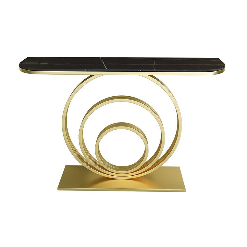 Modern Half Moon Accent Table Stone Console Sofa Table for Hall