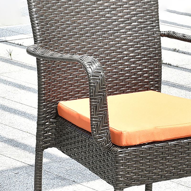 Modern Wicker Dining Set 1/5 Pieces Glass Dining Table Set for Outdoor