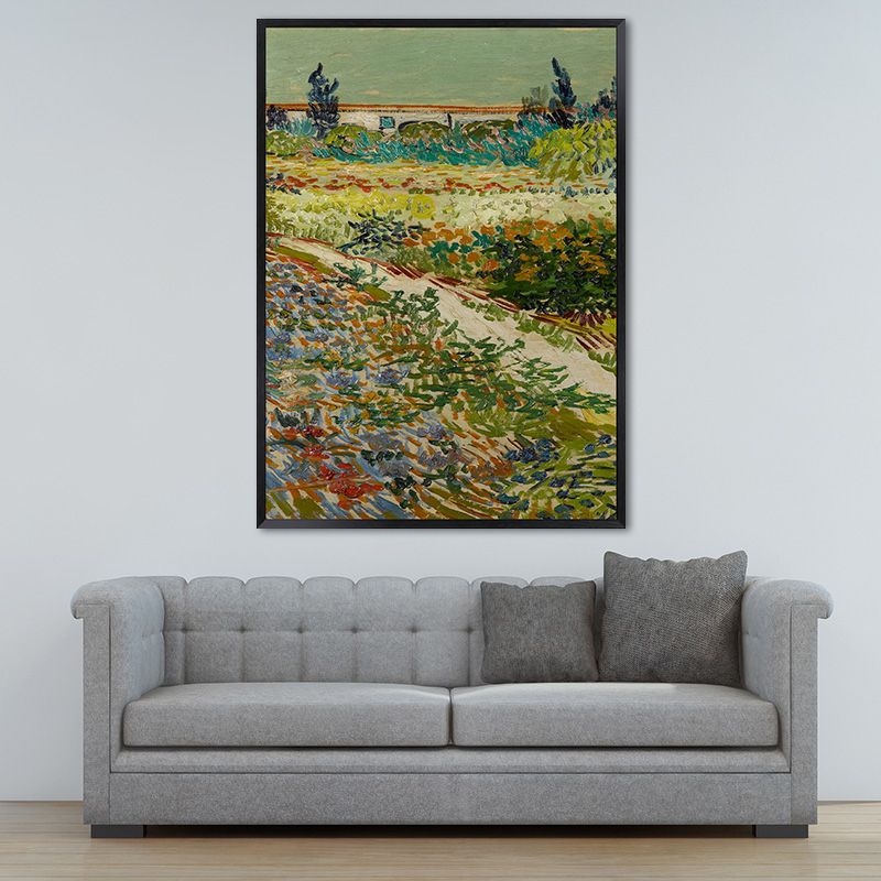 Green Farm Field Wall Art Van Gogh Farmhouse Textured Canvas Print for Home