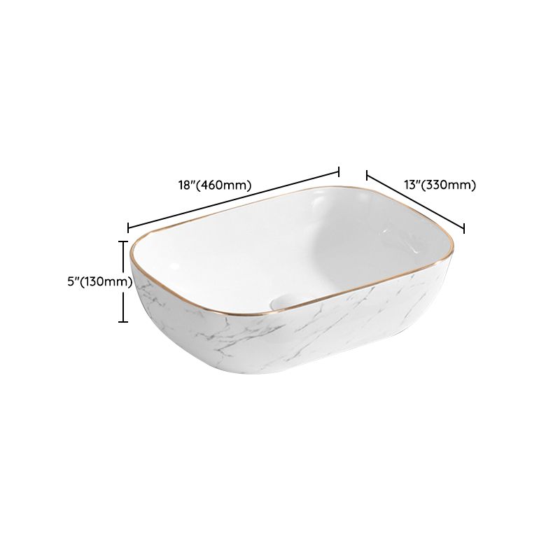 Contemporary Bathroom Sink Pop-Up Drain Porcelain Rectangular Vessel Bathroom Sink
