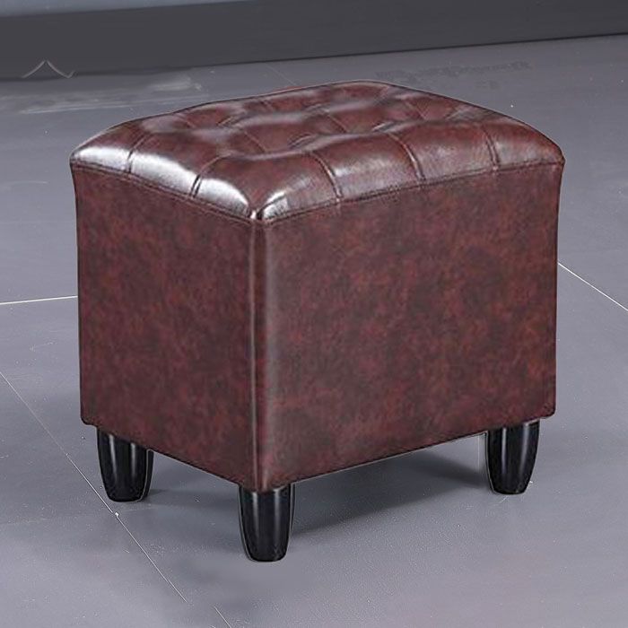 Faux Leather Black Standard Rectangle Pure Color Indoor Standard