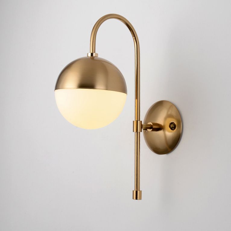 Nordic Simplicity Gooseneck Wall Lights Milky Glass Sconce Light Fixtures for Bedroom