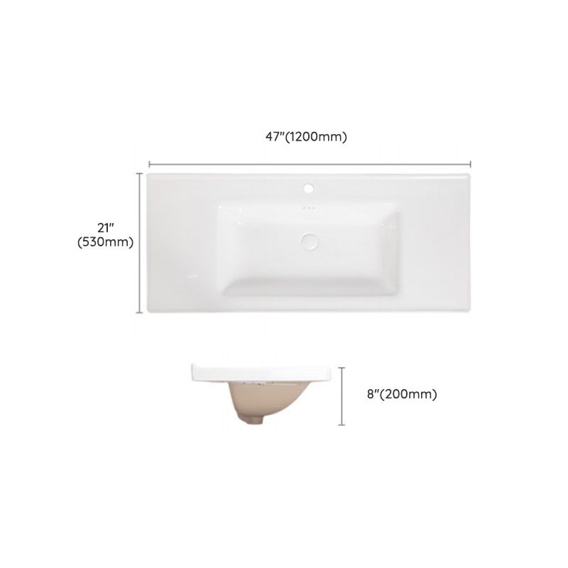 Modern Drop-in Bathroom Sink Porcelain Left Basin Bathroom Sink(Not Included Faucet)