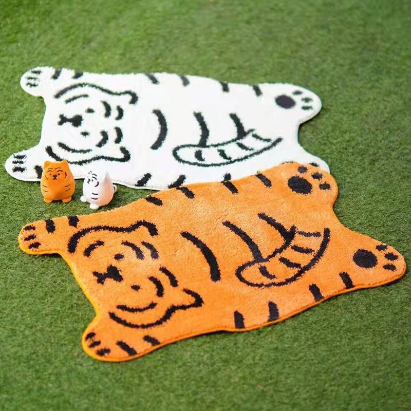 Basto tappeto in poliestere per tappeti per interni lavabili area di tigre adorabile con supporto anti-slip