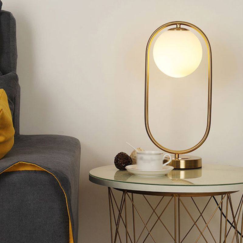 Milk Glass Spherical Night Stand Light Nordic 1 Head Table Light for Bedroom