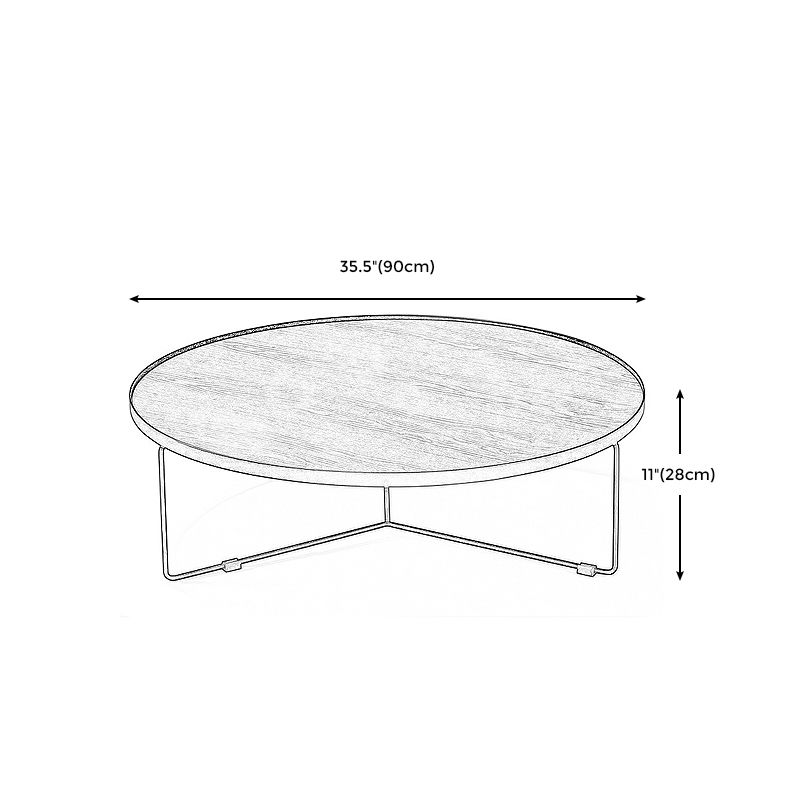 Modern Style Slate/wood Top Metal Iron Base Round Coffee Table