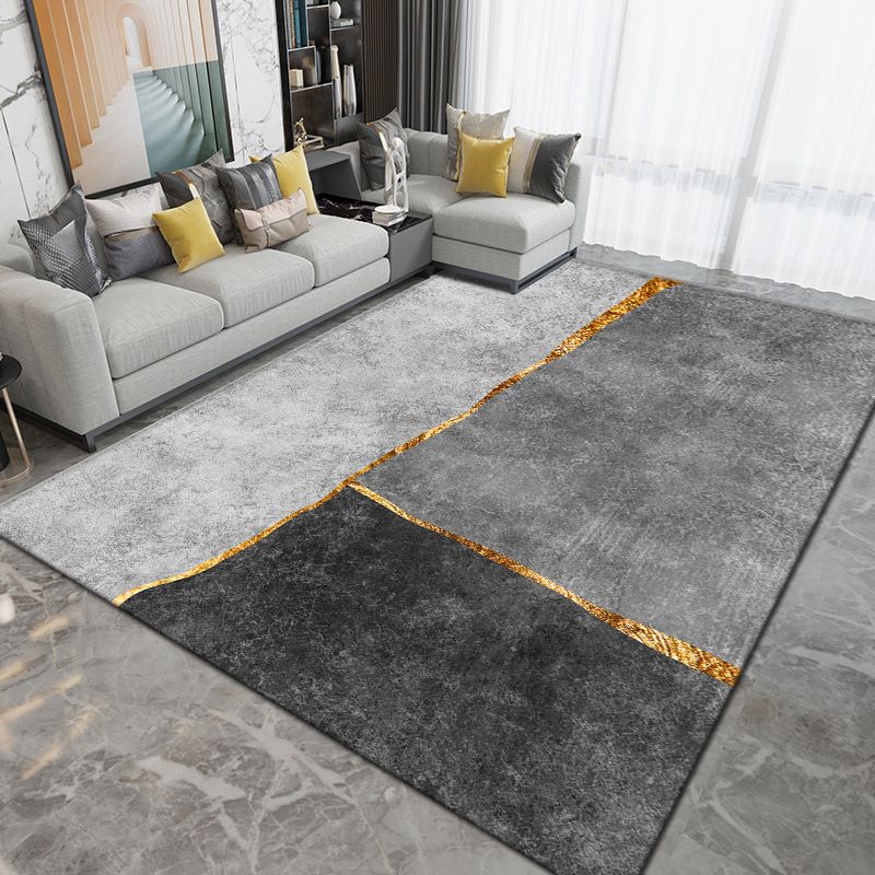 Grey Contemporary Rug Polyester Graphic Rug Washable Rug for Sitting Room