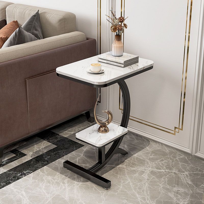Minimalist Abstract End Table Rectangular Side Table with Storage
