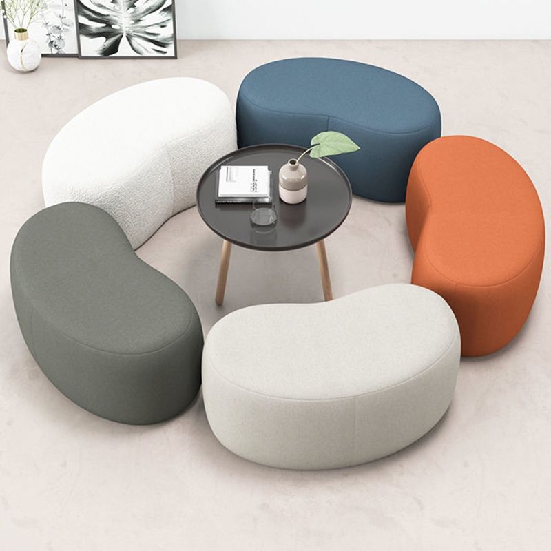 Modern Stain Resistant Standard Wedge Orange Leather Pouf for Home Decor