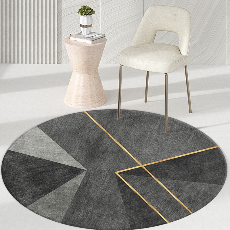 Light Gray Casual Area Rug Polyester Graphic Rug Non-Slip Backing Rug for Living Room