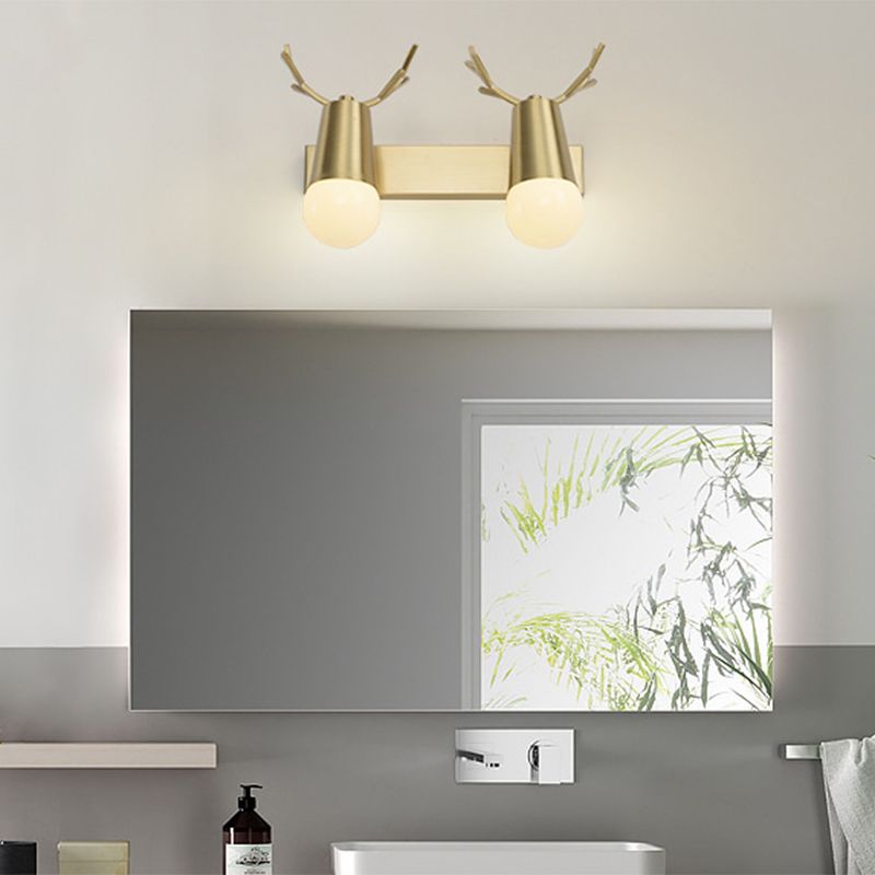 Luminaire mural mural de salle de bain Contemporain Gold Wall Gince Lighting avec des bois de l'ombre en métal