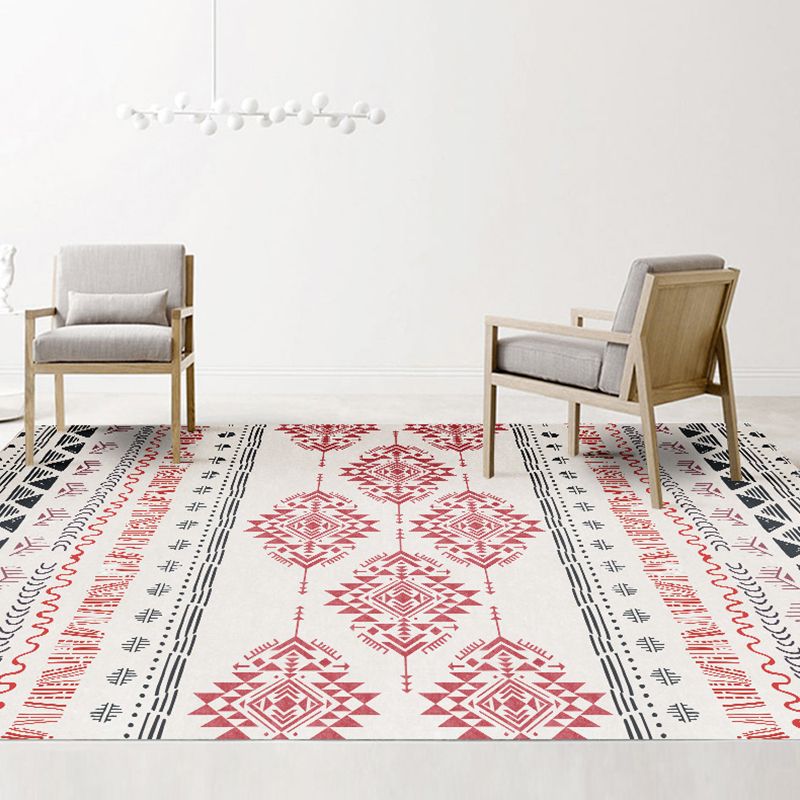 Exotic Multi-Color Boho Rug Polyester Seamless Geometric Pattern Rug Anti-Slip Pet Friendly Machine Washable Carpet for Room