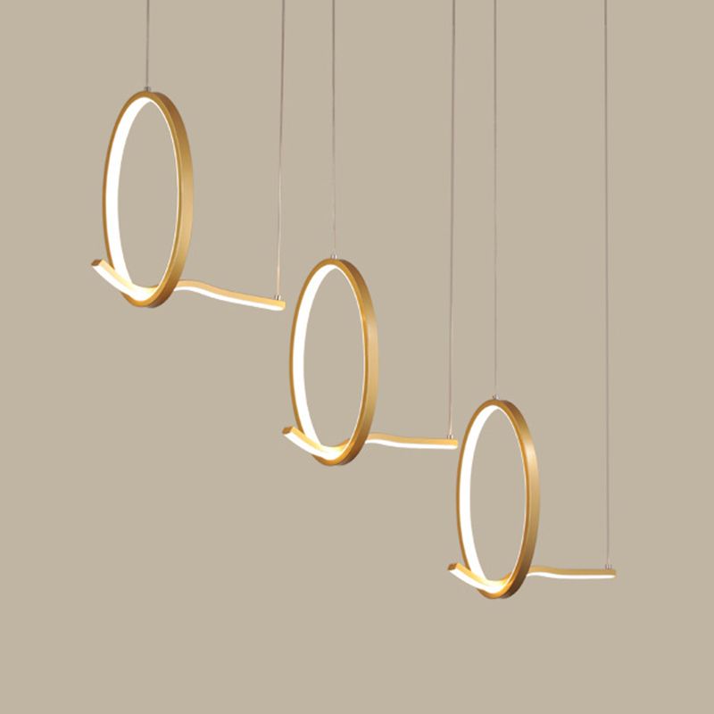 LED Cluster Ring Pendant Lighting Minimalist Metal 3-Head Dining Room Hanging Light Fixture
