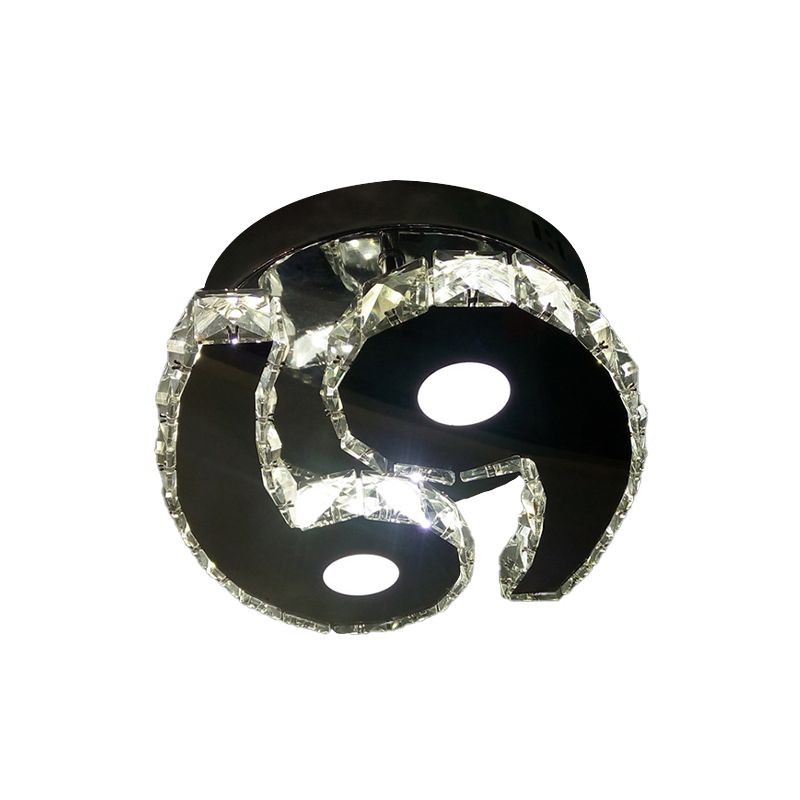 LED Wall Hanging Light Minimalist Double Six Beveled Crystal Wall Mounted Lamp in Chrome, Warm/White Light