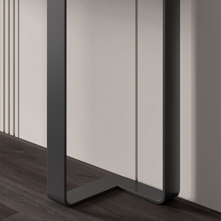 Modern Accent Table Stone Half Moon Console Table with 1 Shelf , 33.46" Tall