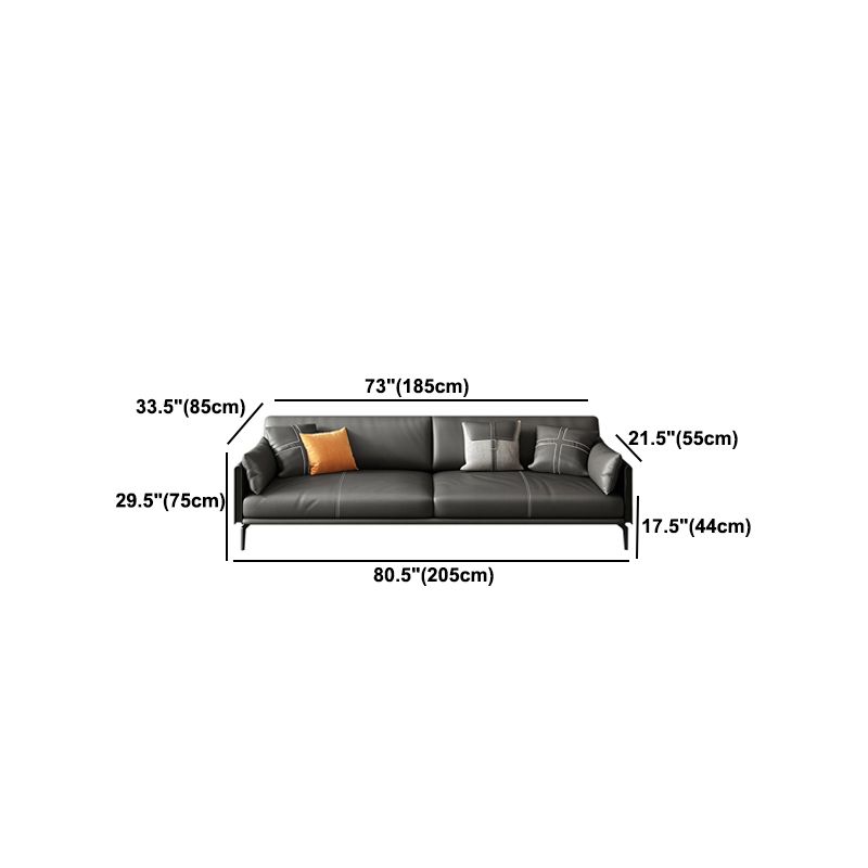 Faux Leather Sofa 33.46 " D x 30.70" H Square Arm Sofa for Living Room