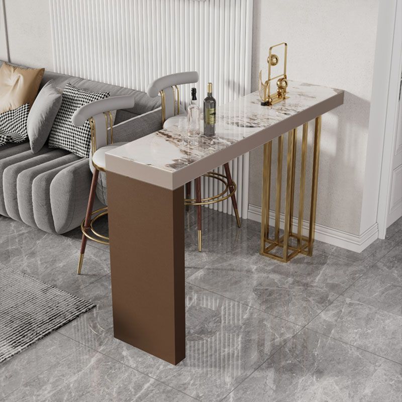 Brown Sintered Stone Bar Table Rectangle Dining Table for Kitchen Living Room