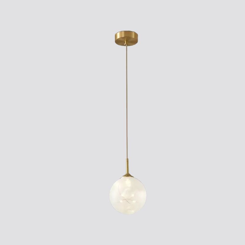 Moderne bol plafond hanger glazen eetkamer led suspensielamp in messing