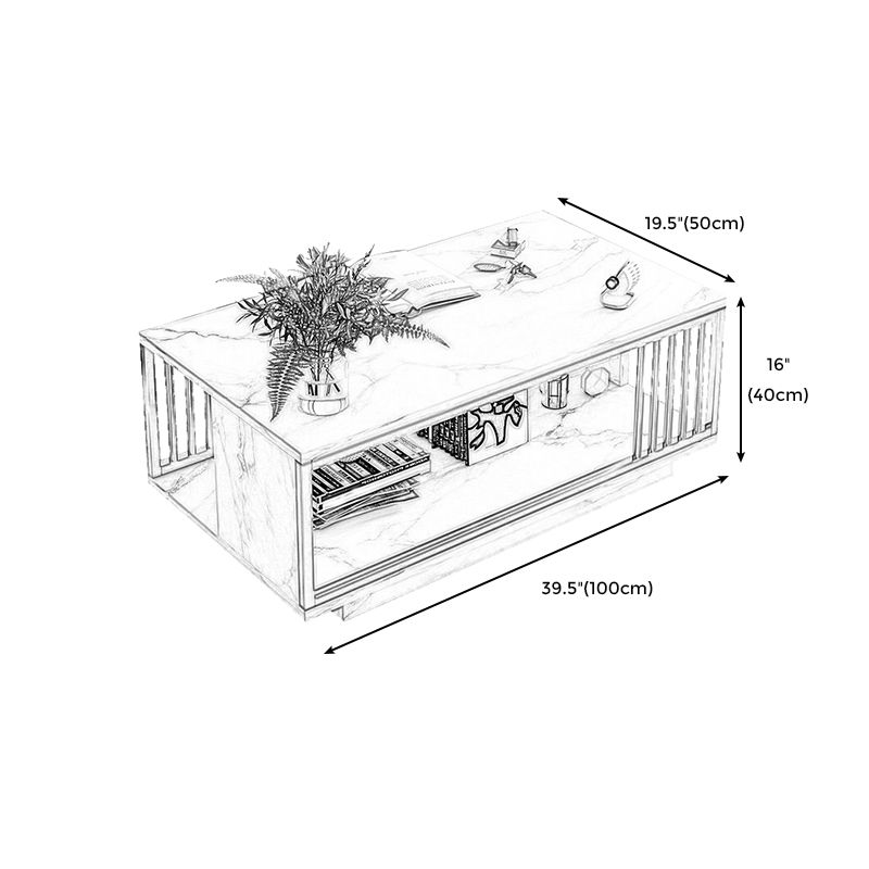 Rectangular Storage Coffee Table Contemporary Frame Cocktail Table for Home