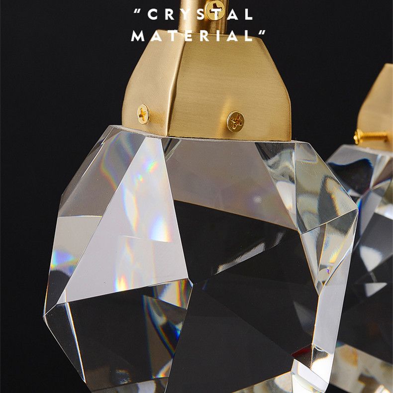 Geometric Hanging Light Fixtures Post-Modern K9 Crystal Ceiling Pendant for Stairwell