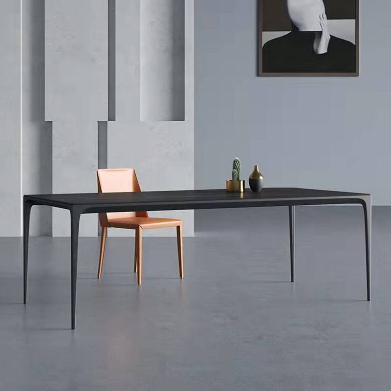 Mesa de comedor contemporánea rectángulo Mesa de piedra sinterizada con 4 piernas negras