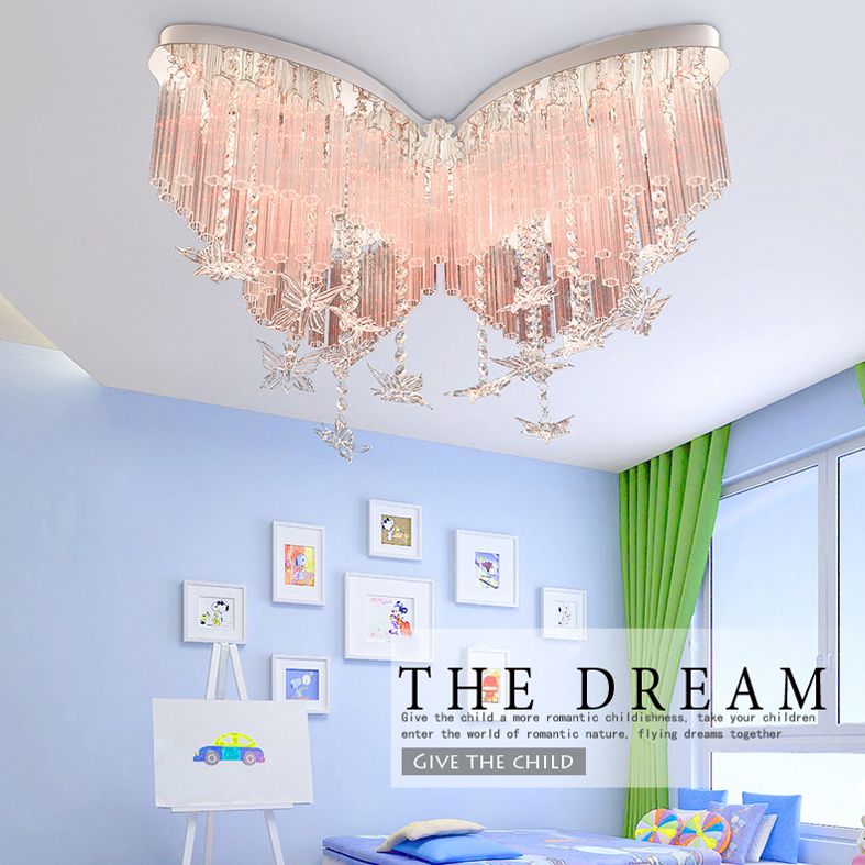 Edelstahl Papilionaceous LED Deckenleuchte im modernen Romantik-Stil Crystal Flush Mount für Schlafzimmer