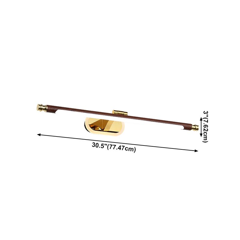 1-Light Metal Wall Lighting Modern Style Linear Mirror Wall Mounted Light in Brown