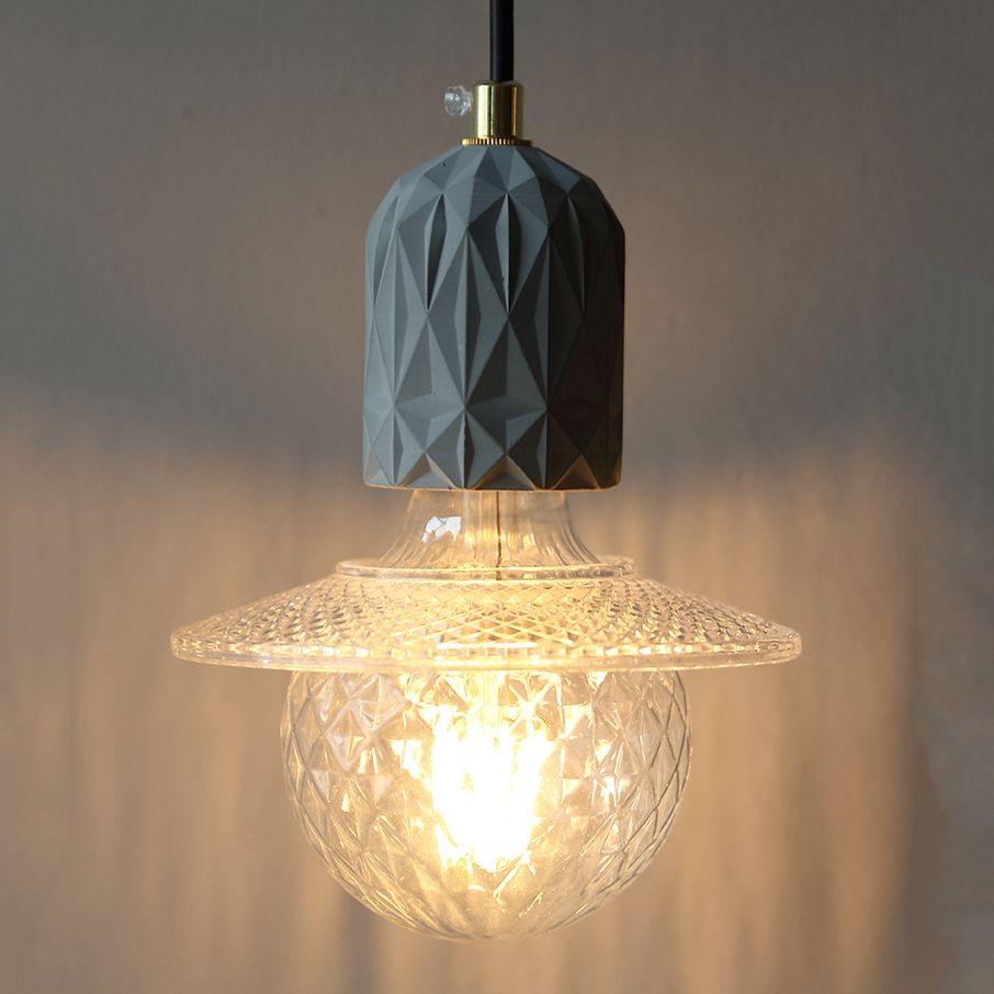 Mini-luminaire pendentif créatif nordique ciment monomoteur de bulbe bleu lumière suspendue pour le café