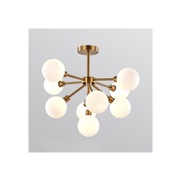 Luce a ciondolo a bolla bianca/fumo 7/9 luci post lampadario a sospensione di vetro moderno per il ristorante