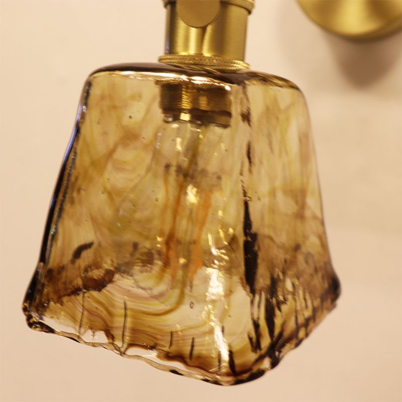 Glass Shaded Lighting Contemporary Golden Wall Light for Room