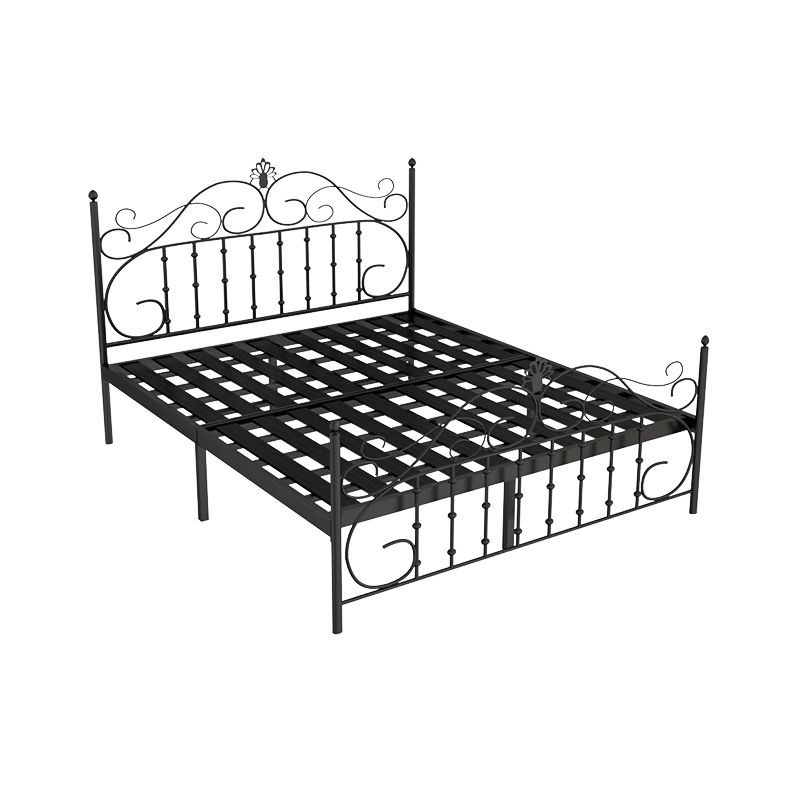 Contemporary Metallic Open-Frame Bed 48.4" Tall Bed with Arched Headboard