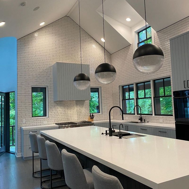 Metal 1 Light Pendant Light Mid-Century Modern Spherical Prismatic Glass Hanging Lamp